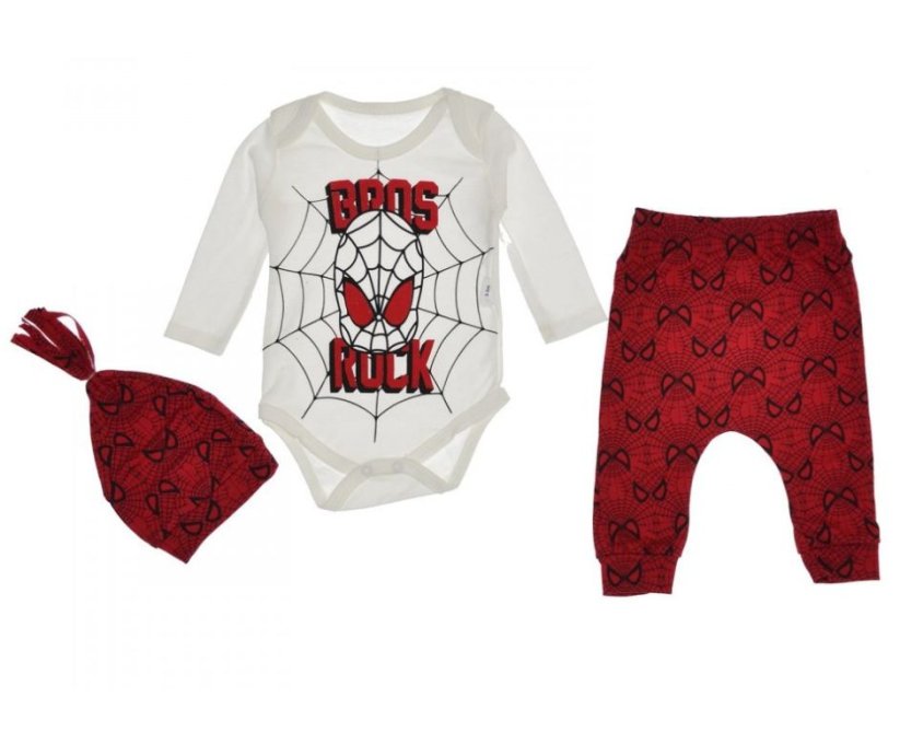 Set 3 piese haine pentru bebelusi Spiderman - Mărime: 68/74 cm