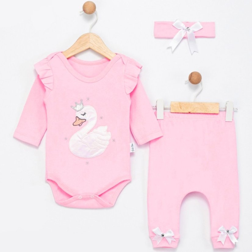 Completo bimba 3 pezzi Swan – body, pantaloni e fascetta
