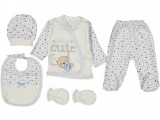 Set 5 piese haine pentru bebe Cute alb-blue 56