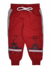 Pantaloni pentru copii Pisică roșu 80