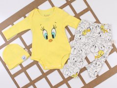 Set haine pentru bebe body, pantaloni, căciulă Tweety