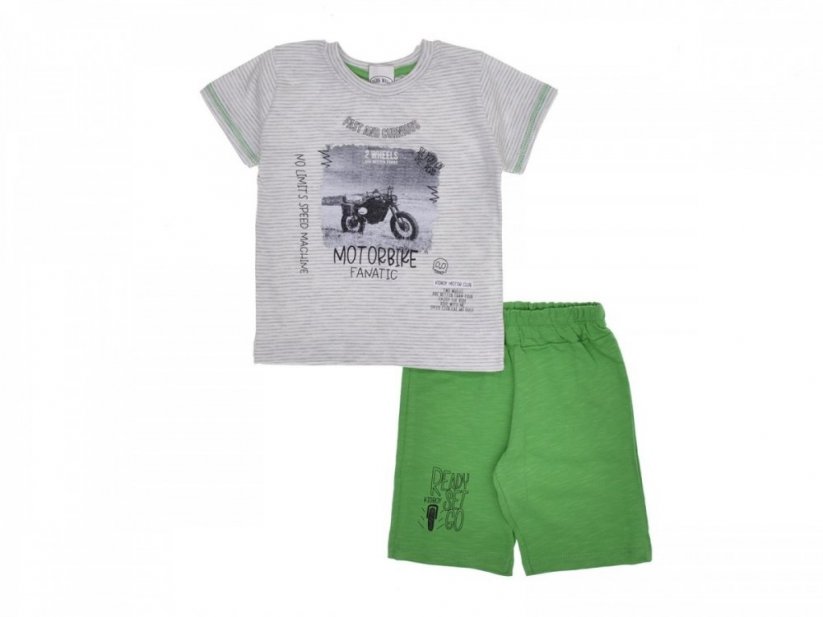 Set de vară pentru băieți- tricou și pantaloni scurți cu imprimeu MOTORBIKE