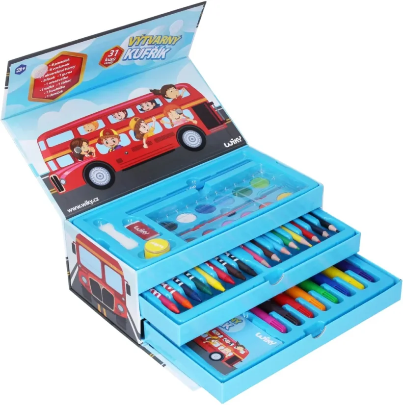 Kufřík výtvarných potřeb Autobus 31 ks