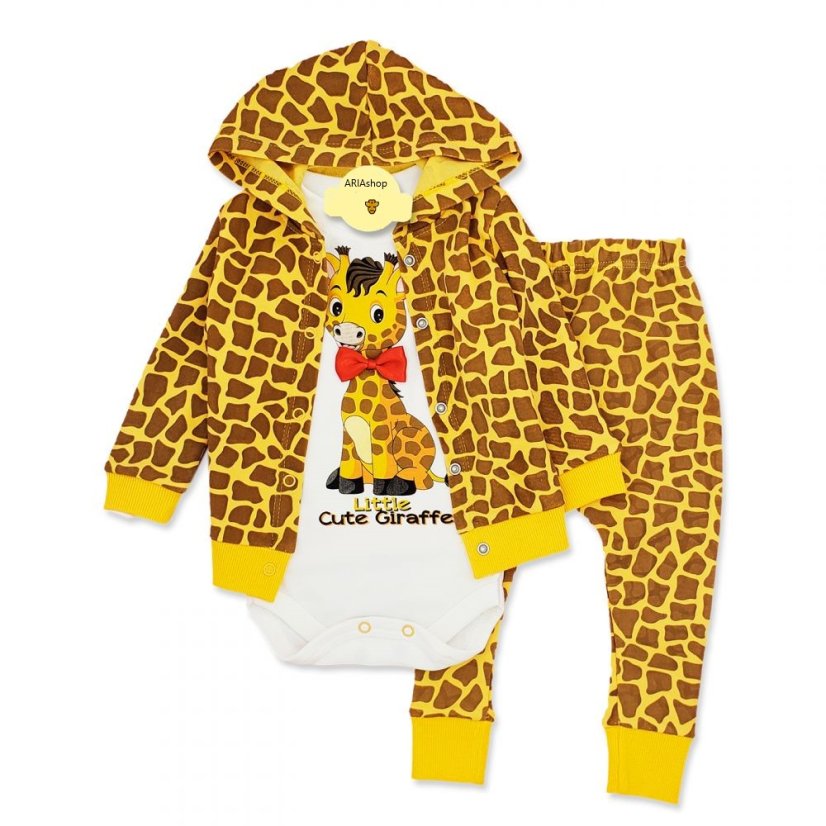 Set di 3 pezzi per bambini felpa, pantaloni, body Giraffa