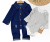 2dílná dětská souprava – džínový overal a pruhované body Baby