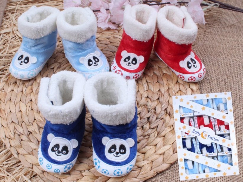 Papuci căldurosi pentru bebelusi Panda rosu