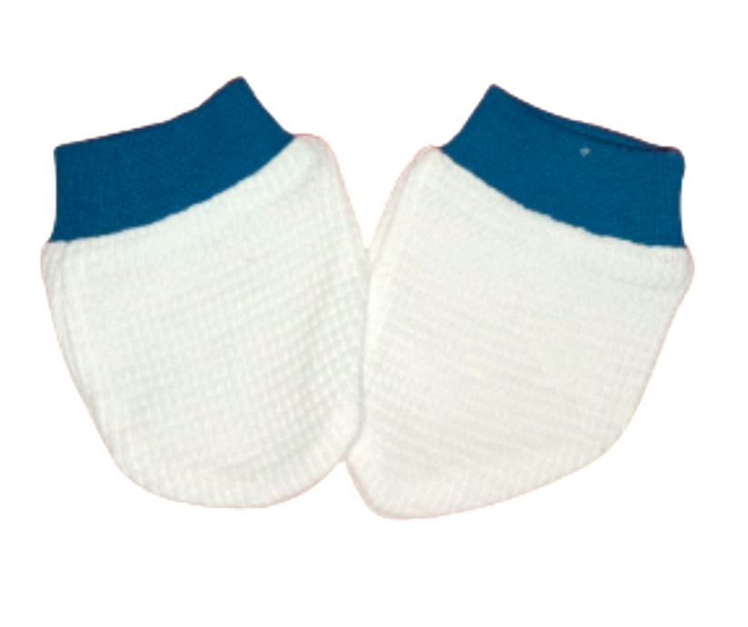 Dojčenské bavlnené rukavičky bielo-modré