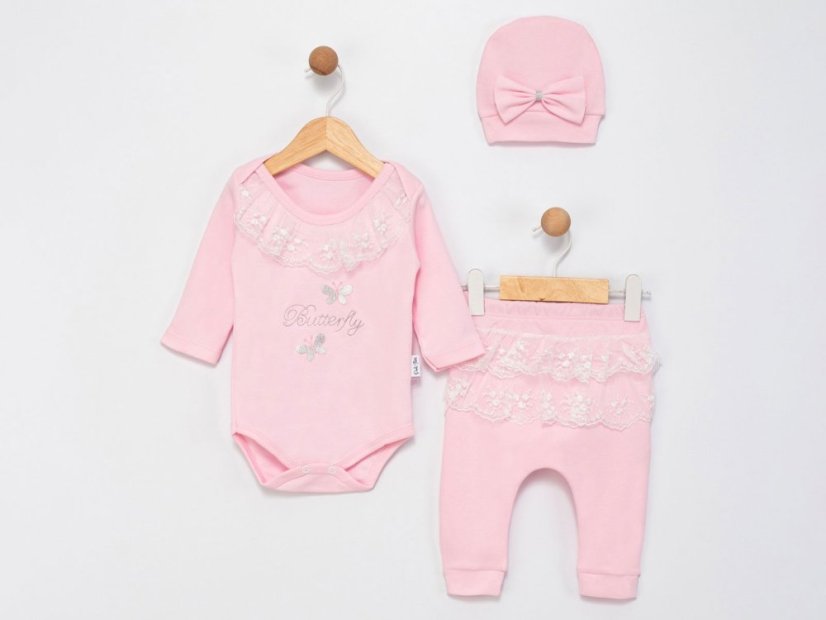 3dílná dětská souprava Butterfly – body, tepláčky a čepička