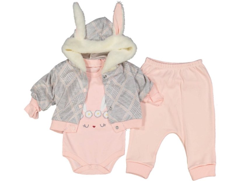 Set 3 piese hanorac, pantaloni, body Bunny