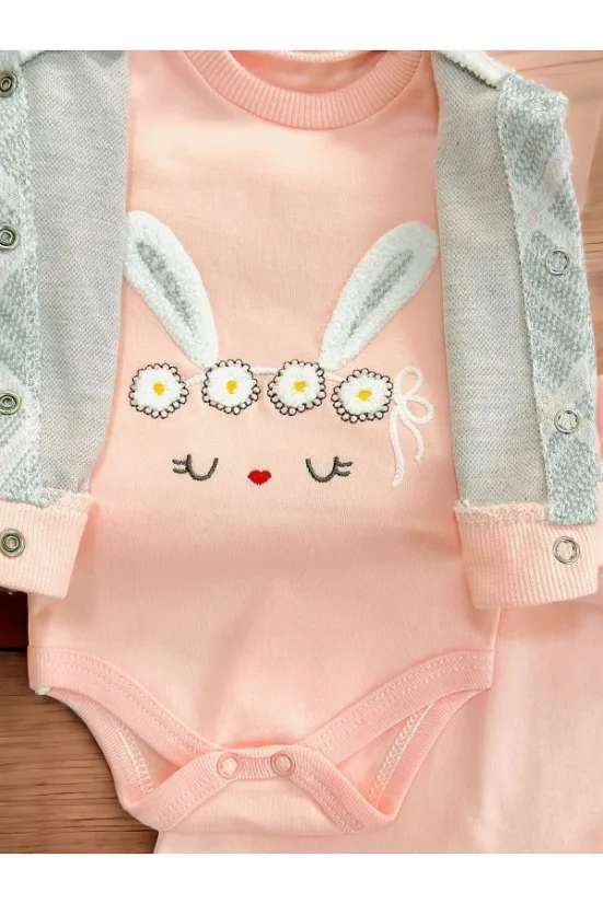 Set 3 piese hanorac, pantaloni, body Bunny