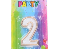 Candela di compleanno numero 2, oro, 4 x 6 cm