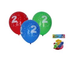 Palloncini con numero 2, mix di colori, 30 cm – set da 5 pz
