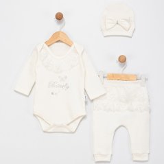 Completo 3 pezzi Butterfly – body, pantaloni e cappellino