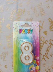 Sviečka narodeninová číslica 8, zlatá, 4 x 6 cm