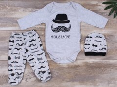 3-dílná bavlněná kojenecká souprava body polodupačky a čepička Gentleman