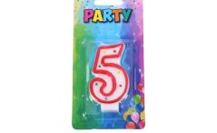 Sviečka narodeninová číslica 5, červená, 4 x 6 cm