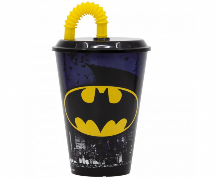 Bicchiere con cannuccia Batman