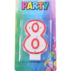 Sviečka narodeninová číslica 8, červená, 4 x 6 cm