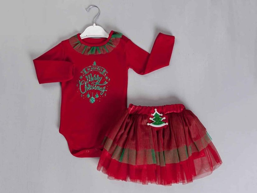 2 piese set de Crăciun body+fustă Baby - Mărime: 80/86