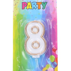 Sviečka narodeninová číslica 8, zlatá, 4 x 6 cm