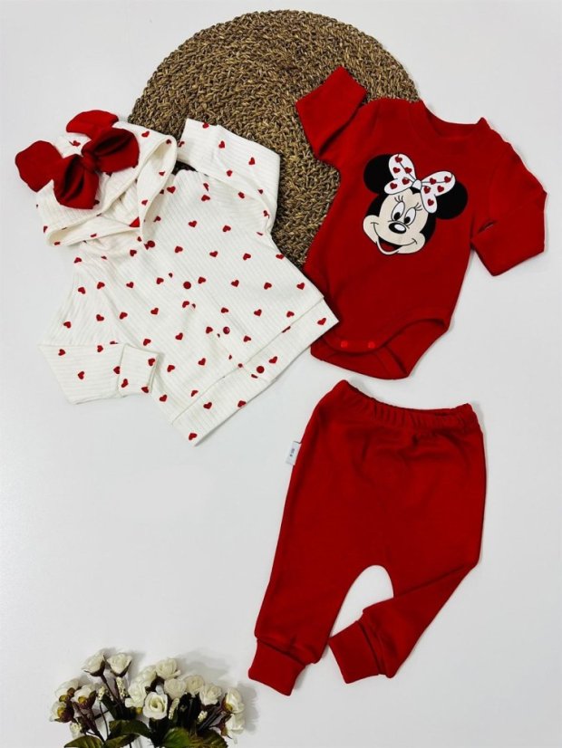 Completo per bambina – body, felpa con cappuccio e pantaloni Minnie