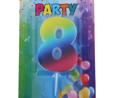 Svíčka narozeninová číslo 8, duhová, 4 x 6 cm