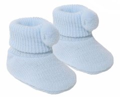 Scarpine in maglia con pompon per neonato blu