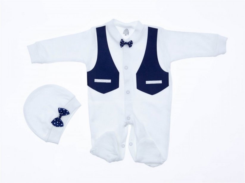 Společenský dětský oblek,  kojenecký overal s motýlkem