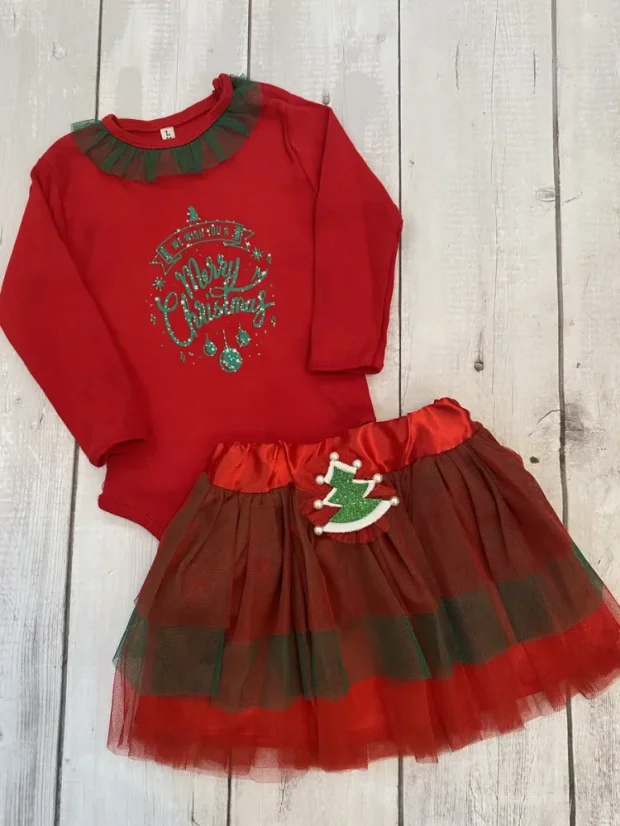 2 piese set de Crăciun body+fustă Baby - Mărime: 80/86