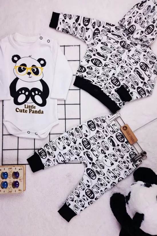 Set di 3 pezzi per bambini felpa, pantaloni, body Panda