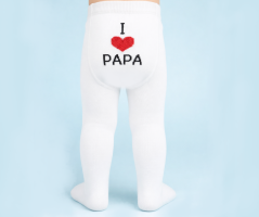 Ciorap cu chilot copii I love papa alb