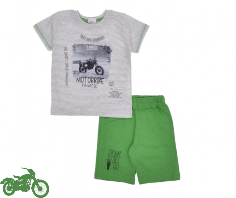 Set de vară pentru băieți- tricou și pantaloni scurți cu imprimeu MOTORBIKE