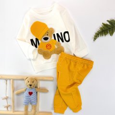 2D tepláková souprava Bear bílo-žlutá