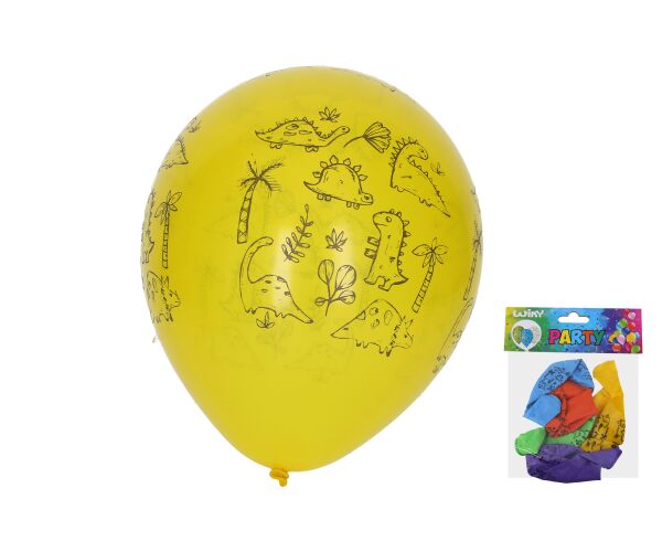 Palloncini Dino, mix di colori, 30 cm – set da 5 pz