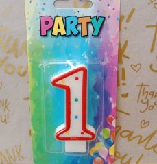 Candela di compleanno numero 1, rosso, 3 x 6 cm