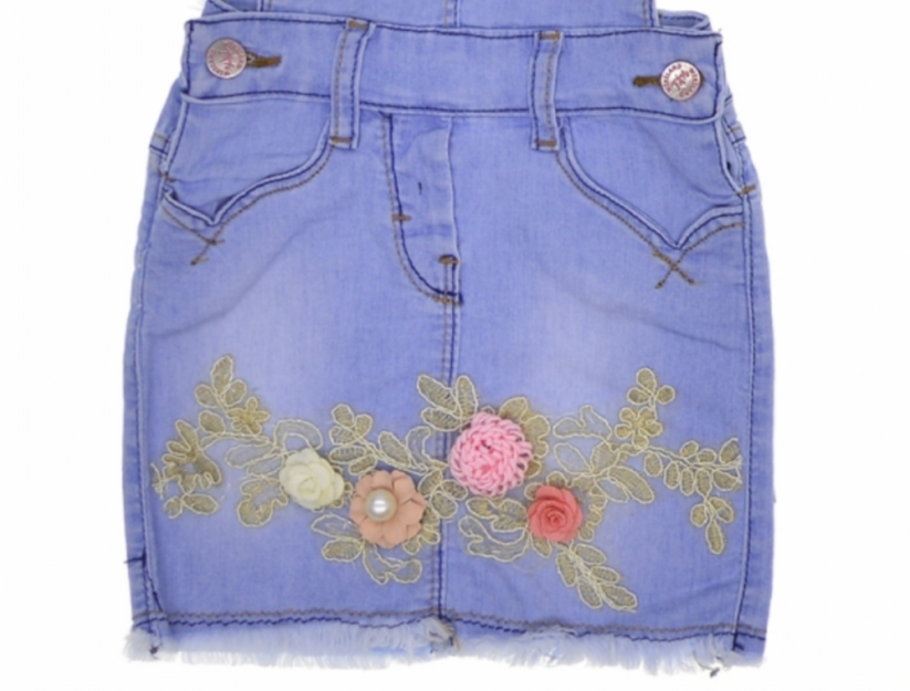 Dievčenská džínsová sukňa s trakmi Flowers 80