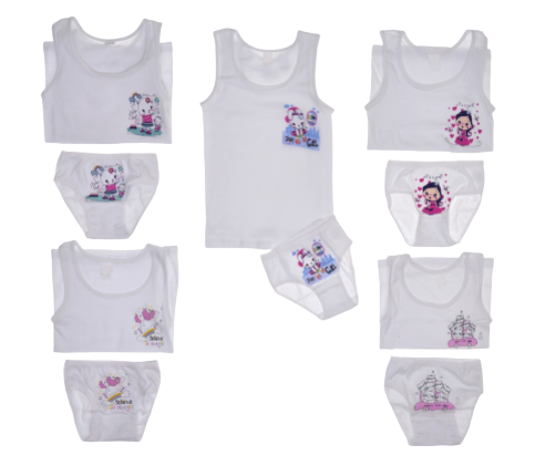 Set di 2 pezzi intimo bambino maglietta e pantaloncini | bianco