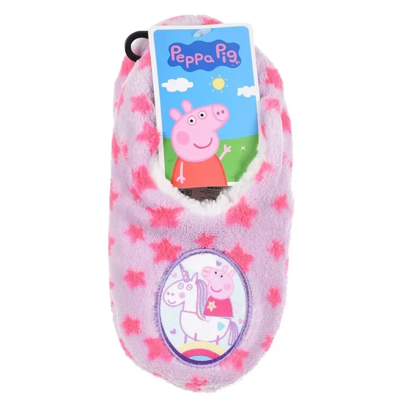 Pantofle Peppa Pig sv.fialové s hvězdičkami