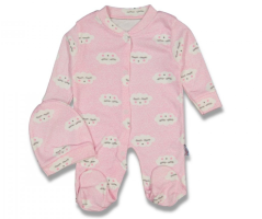 Salopetă cu căciulă bebe Nourasi roz