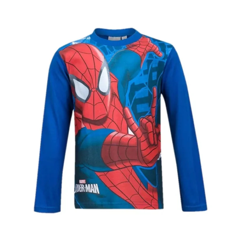 Dětské triko dlouhý rukáv Spiderman modré