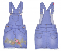 Fustă denim cu bretele pentru fete Flowers 80
