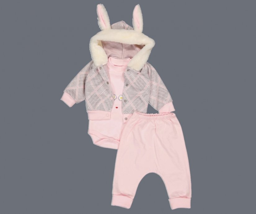 Set 3 piese hanorac, pantaloni, body Bunny