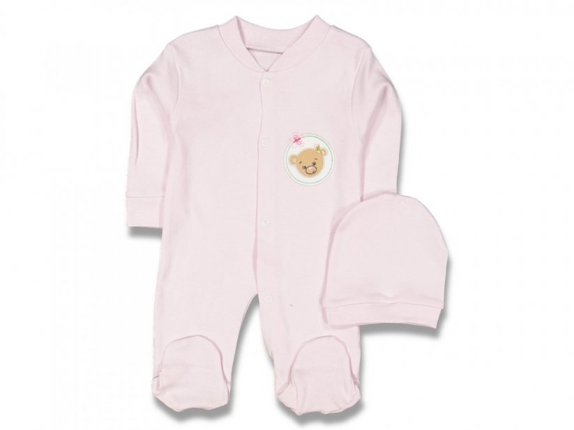 Tutina neonato in cotone con cappello | rosa