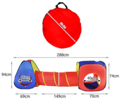 Dětský stan 3v1 Tipi + Tunel + Domeček 288 × 94 × 70 cm