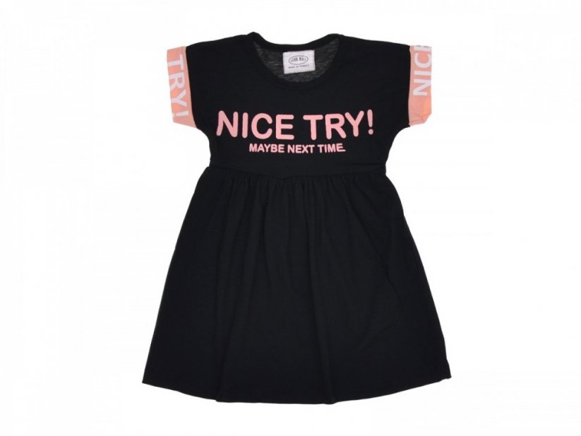 Rochie de vară cu mânecă scurtă pentru fete NICE TRY | negru