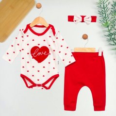 3-dielna detská súprava Heart – body, nohavice a čelenka