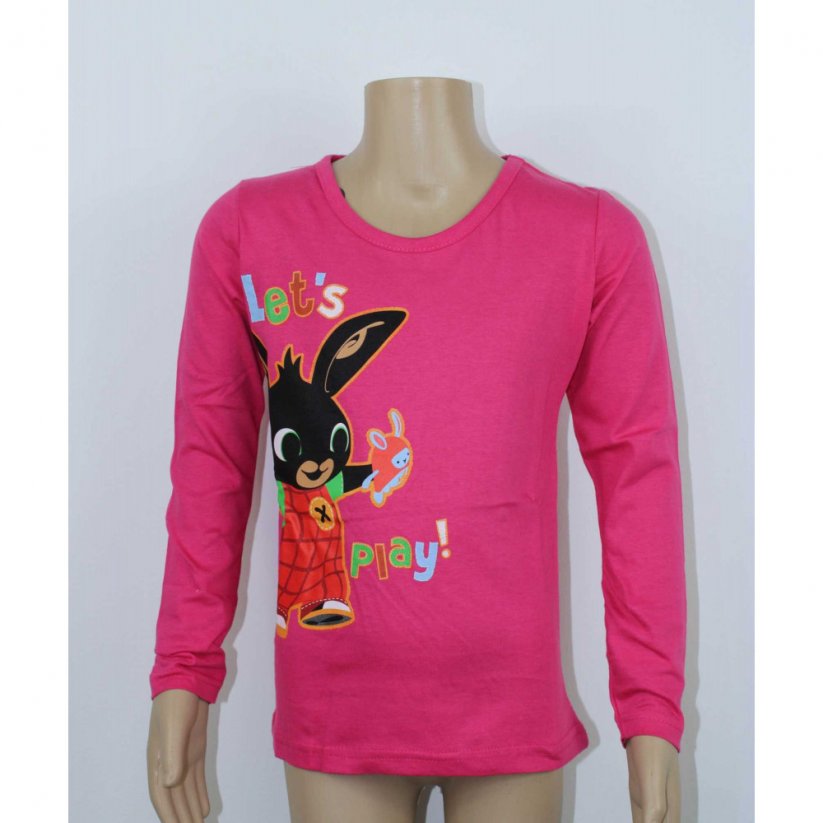 Dievčenské tričko dl. rukáv Bing tm. ružové