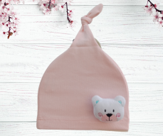 Cuffietta per neonati bianco Bear rosa