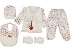 Set 5 piese haine pentru bebe Cute alb-rosu 56