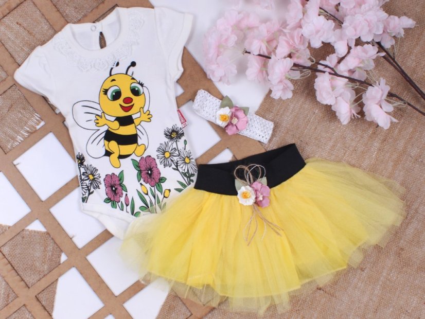 Completo bambina 3 pezzi body+gonna+fascia Ape